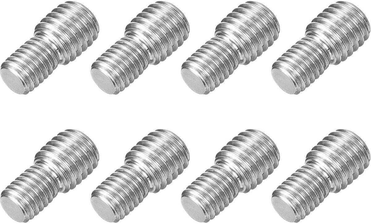 M8 x 10 mm tot M10 x 10 mm dubbelzijdige schroefdraadpen, schroefbouten, 8 stuks 304 roestvrij stalen schroefdraad, reduceeradapter voor meubelmachinemontage, bevestiging