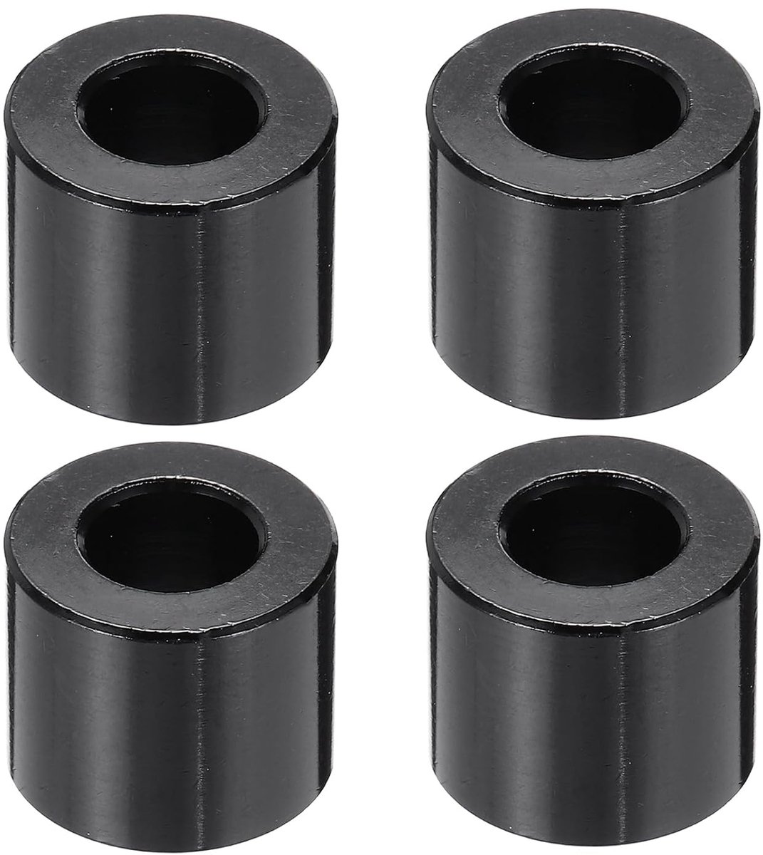 4 stuks M6 x 12 x 10 mm aluminium afstandhouders, ronde sluitringen, set afstandshulzen, ongetand metalen afstandhouders schroevenset voor auto-onderdelen, doe-het-zelf reparatie, zwart