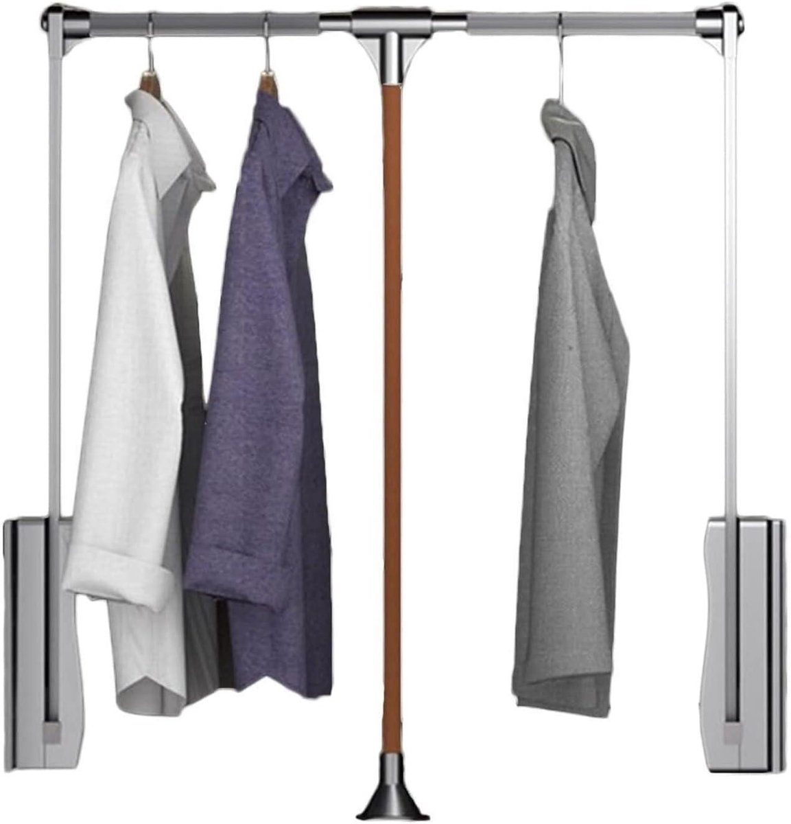 Uitschuifbare Kledingstang - Garderobelift Uittrekbare Ophangstang - Kleding Opbergen - Met Dempingsmechanisme - 660-890 mm - Grijs
