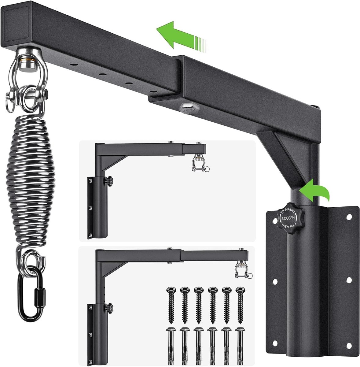 Bokszakbeugel, Bokszak Wandmontage 360 Draaibare Punch Houder Standaard Frame Verstelbare Opvouwbare Speed Bag Joist Gemonteerde Hanger met Veer voor Boks Oefening Training, 44-64cm/250