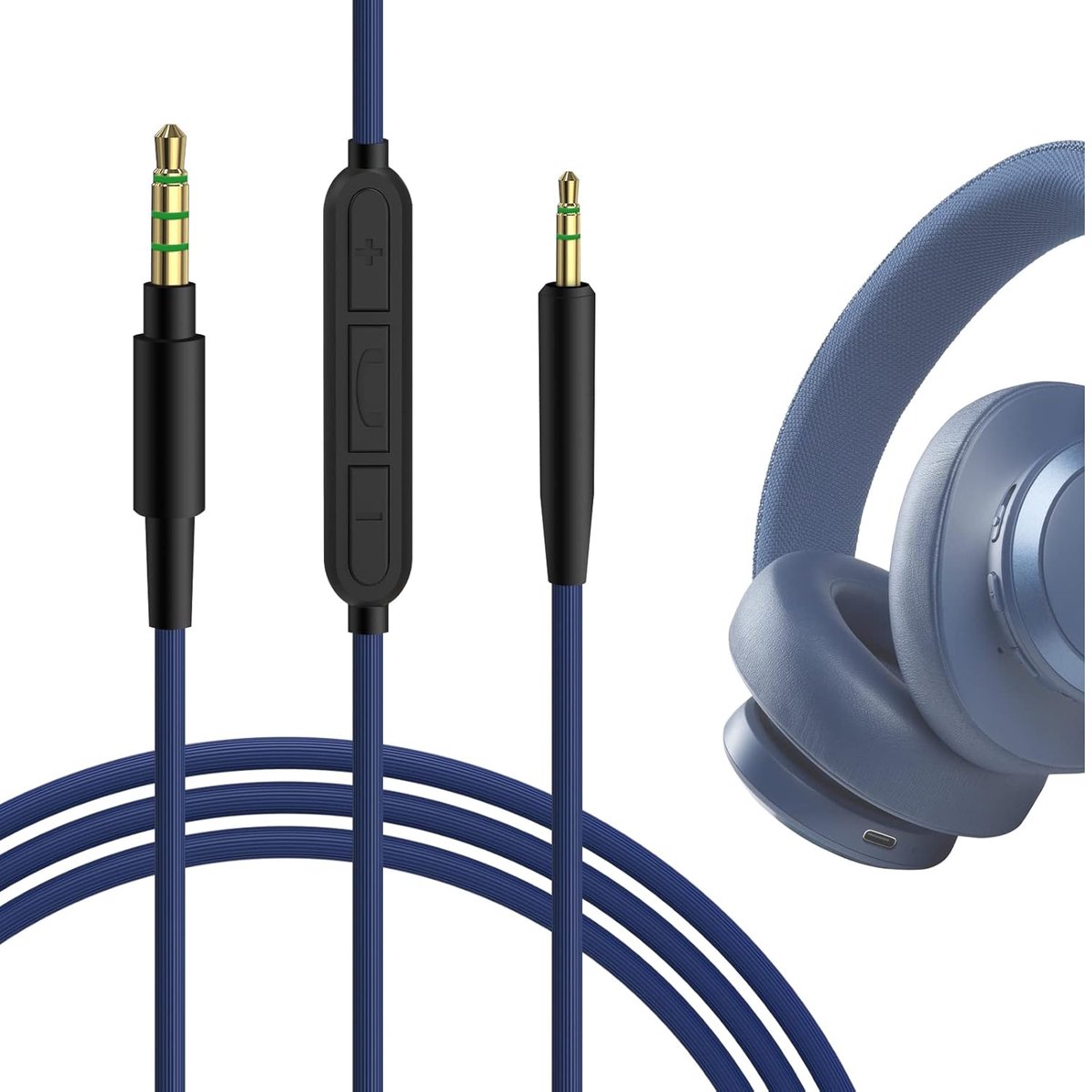 Audiokabel met microfoon compatibel met JBL Tune 770NC 710BT Live 660NC 650BTNC hoofdtelefoons, 2,5mm naar 3,5mm vervangingskabel met inline microfoon en volumeregeling (4 ft / 1,2 m)