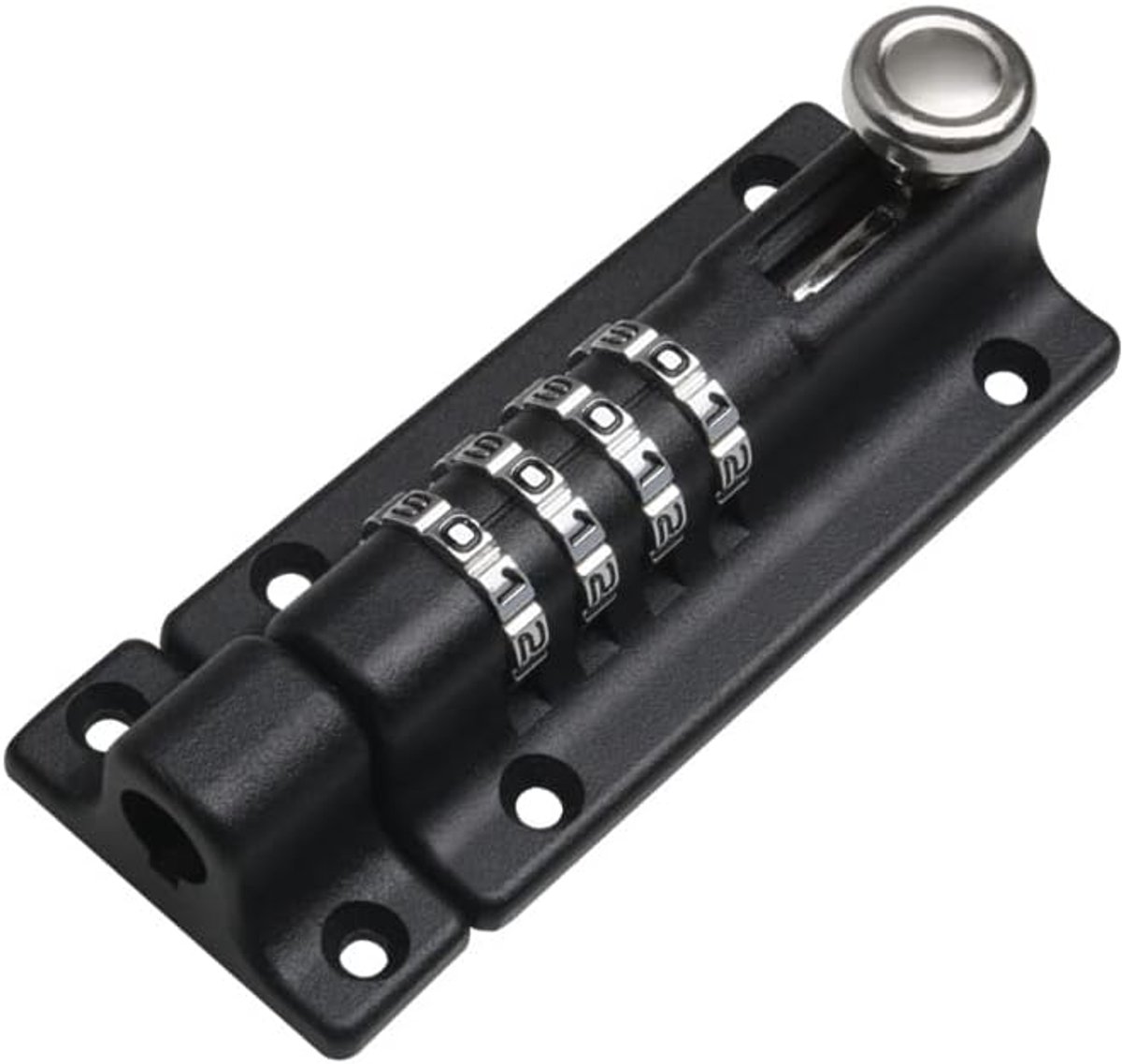 Combinatie borgbout 4-cijferige glijdende afsluitbare padbolt glijdende zwaar belastbare 120 mm roestvrij staal met anti-sabotage schroeven (zwart)