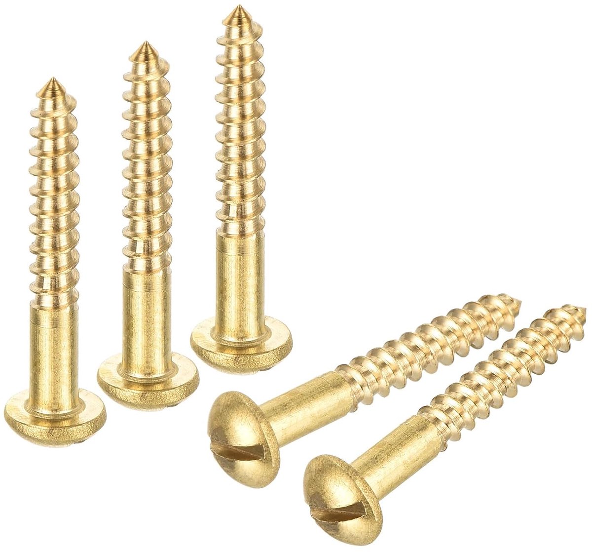 Houtschroeven, M3 x 20 mm, ronde kop, met sleuf, koper, zelftappend, voor doe-het-zelvers, timmerwerk, huishouden, industrie, 150 stuks