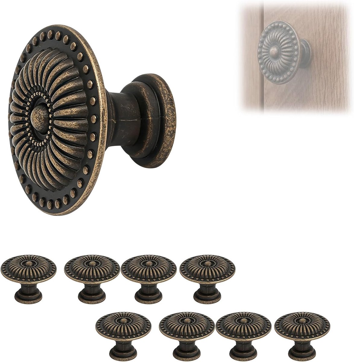 8 stuks meubelknoppen van 24 mm met schroeven, lademanchetten voor keuken, badkamer, kast, commode