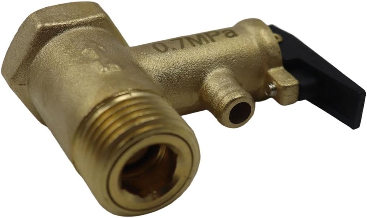 Veiligheidsklep 1/2 inch, 0,7 MPa messing veiligheidsklep, voor boilers, boilers en verwarmingssystemen