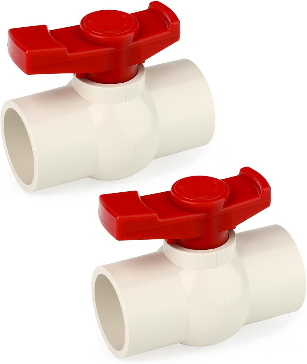 2 stuks 50 mm PVC-kogelkraan afsluitklep voor zwembad, PVC-regelklepGO-349