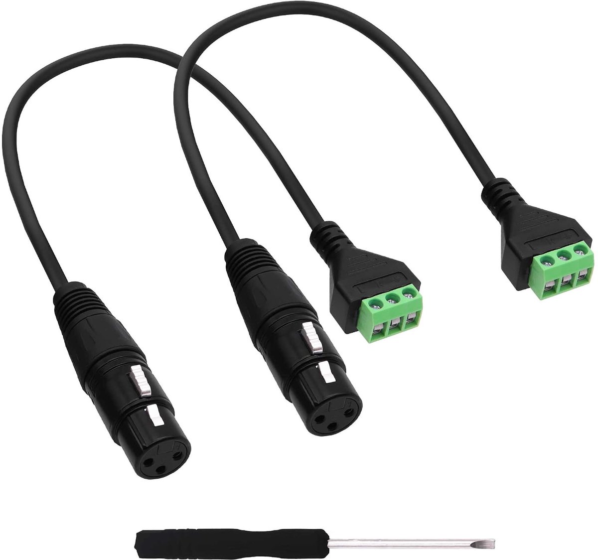 Soldeerloze Connector, adapter, schroef, klemblok, kabel XLR op 3-polige schroef, klemblok, kabelkabel voor luidsprekerversterker, microfoon, 30 cm, 2 stuks (XLR Vrouwelijk)