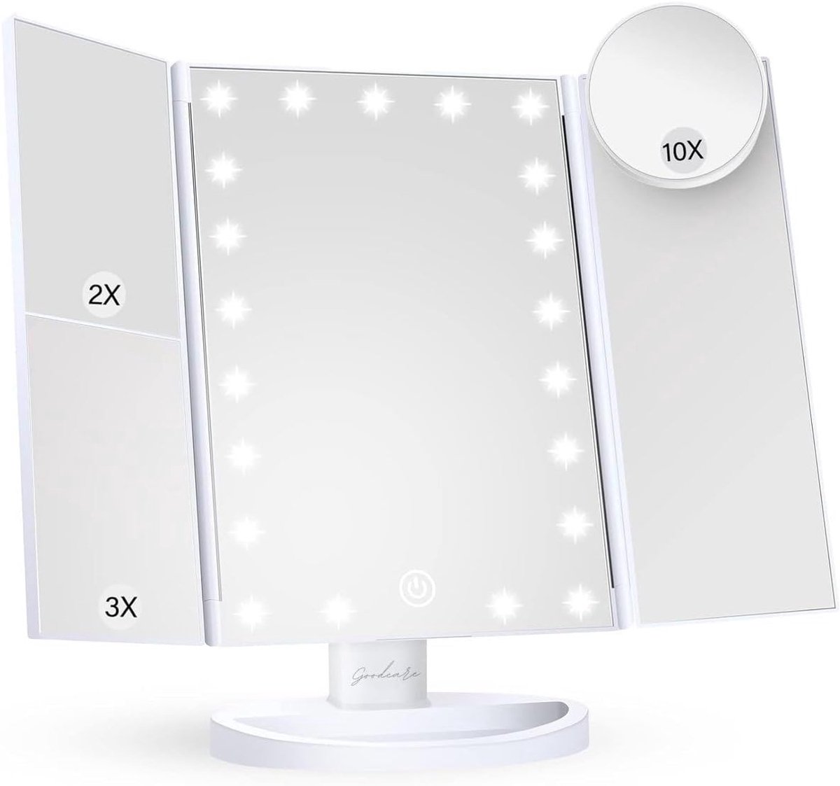 Make-upspiegel met licht - staande spiegel - 3 vergrotingen - ideaal voor onderweg - SnelShoppen