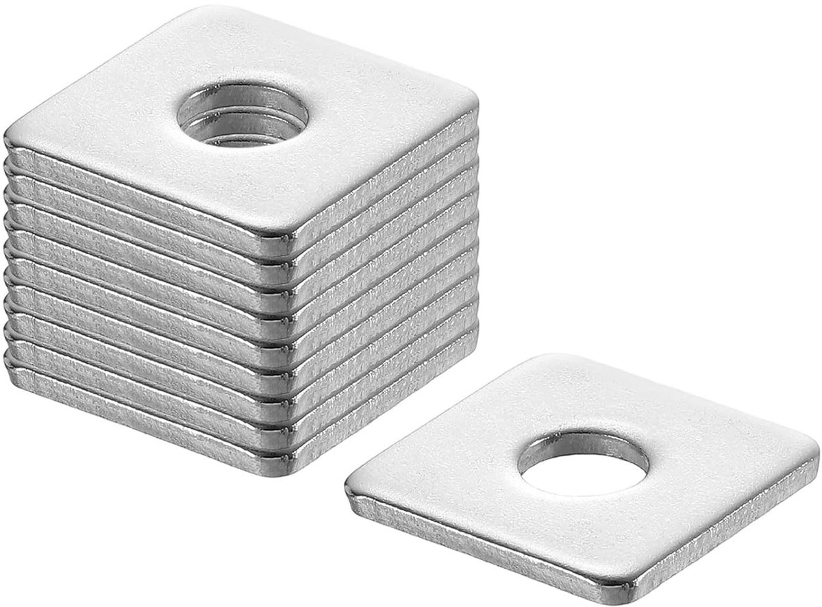 Vierkante sluitring voor 3/8" schroef, 304 roestvrij stalen lagerplaat, platte afstandhouders, afdichting voor machinereparatie, buitenbouw (0,304 inch dikte)