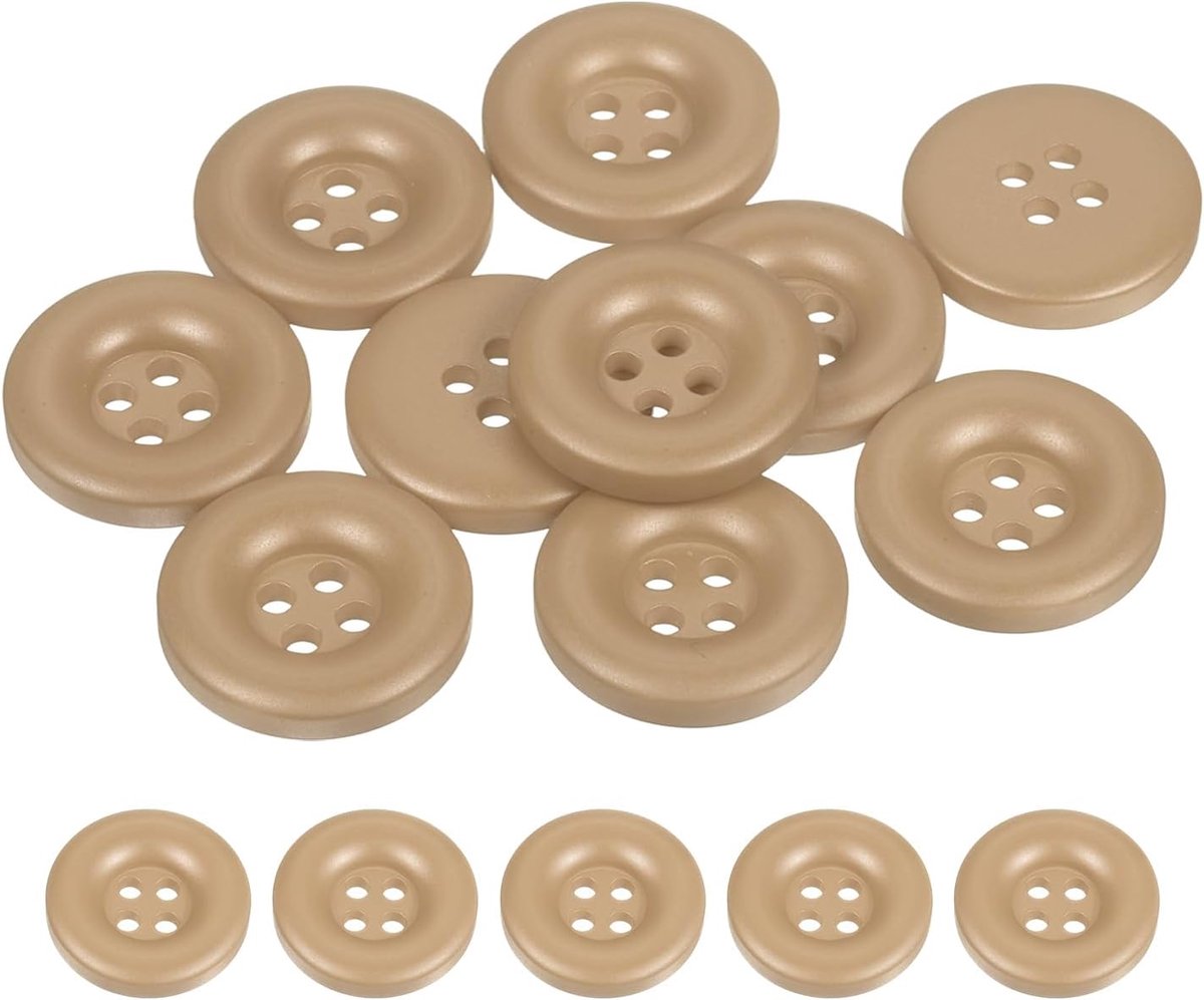 Knopen om aan te naaien, 4 gaten, ronde naaiknopen voor gebreide jas, doe-het-zelf handwerk, decoratie, mantel, kleding, kleding, overhemden, vakantiedecoratie (bruin)