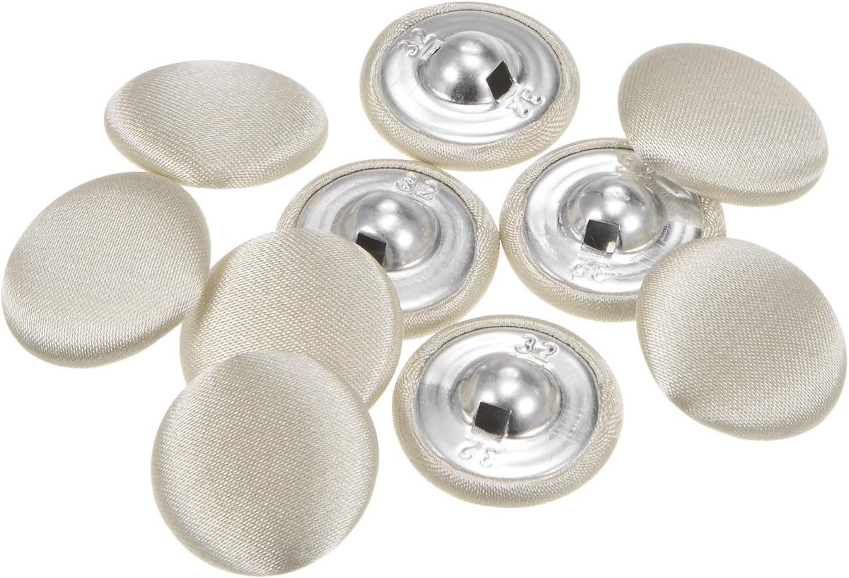 Knopen met stoffen afdekking, 32 l, 20 mm, voor pakken, jurken en blouses, beige