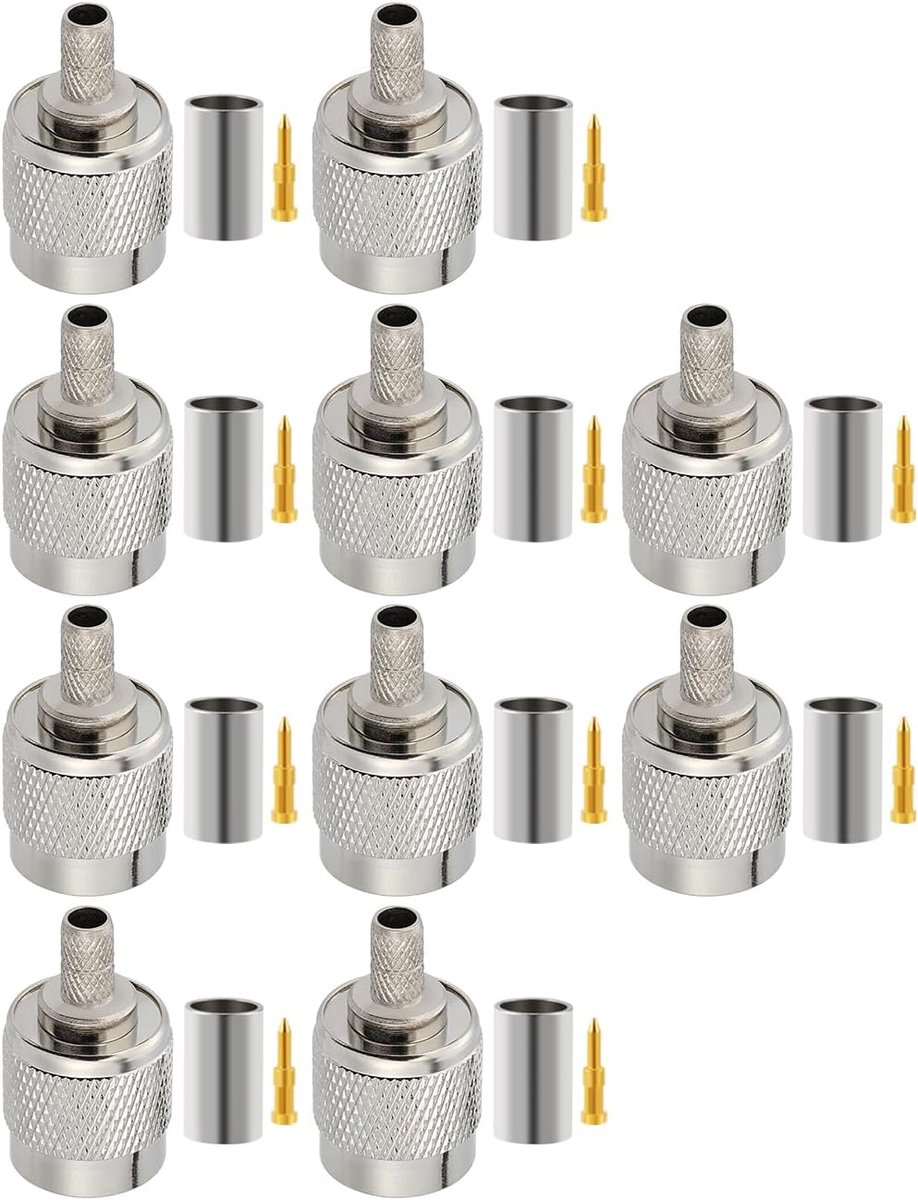 10 Stuks TNC Mannelijke RF Connectors 50 Ohm TNC Plug Crimp Coaxiale Connector voor RG58 VLMR195 RG142 RG400 RF Coax Kabel