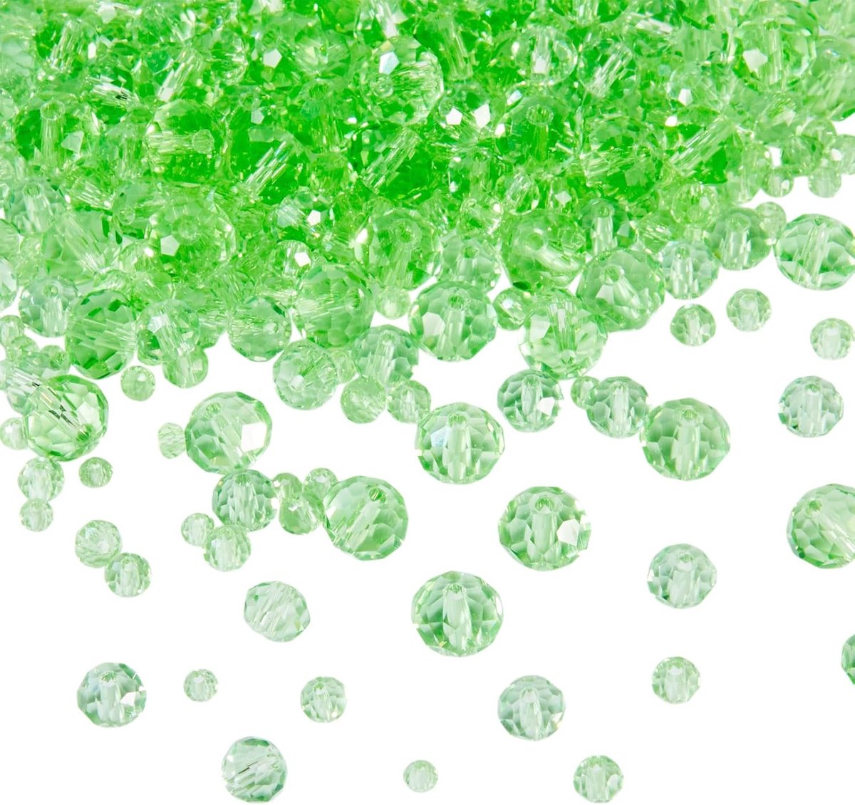 4 strengen groene facettierte rondel geschilderde transparante glazen kralen 3/4/6/8mm heldere kristal ronde losse spacer kralen voor DIY armband, ketting, sieraden maken