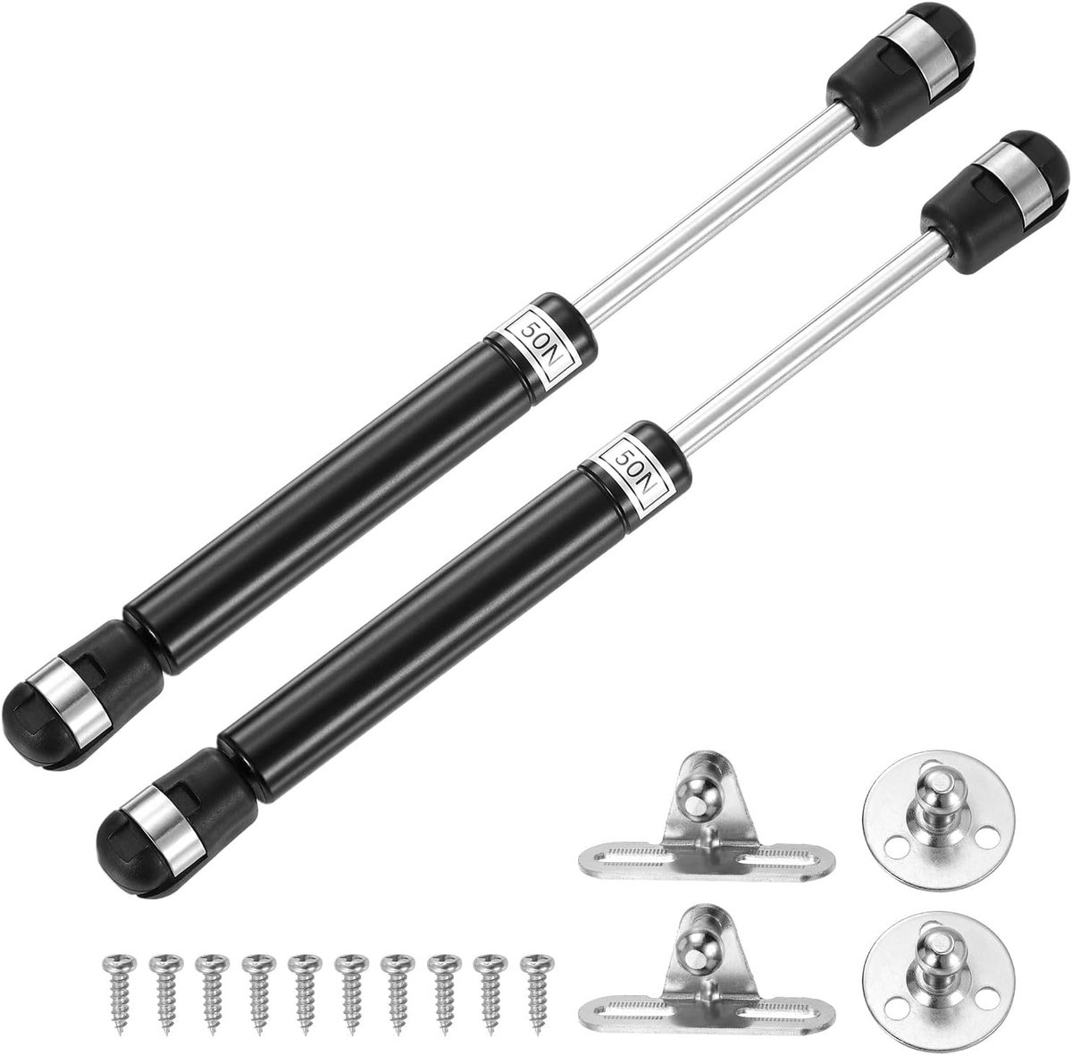 8 inch 50 N/10 lb gasdrukdemper, gasveer voor camper, bedvloer, luik, tv-kast, kastdeksel (zwart, set van 10)