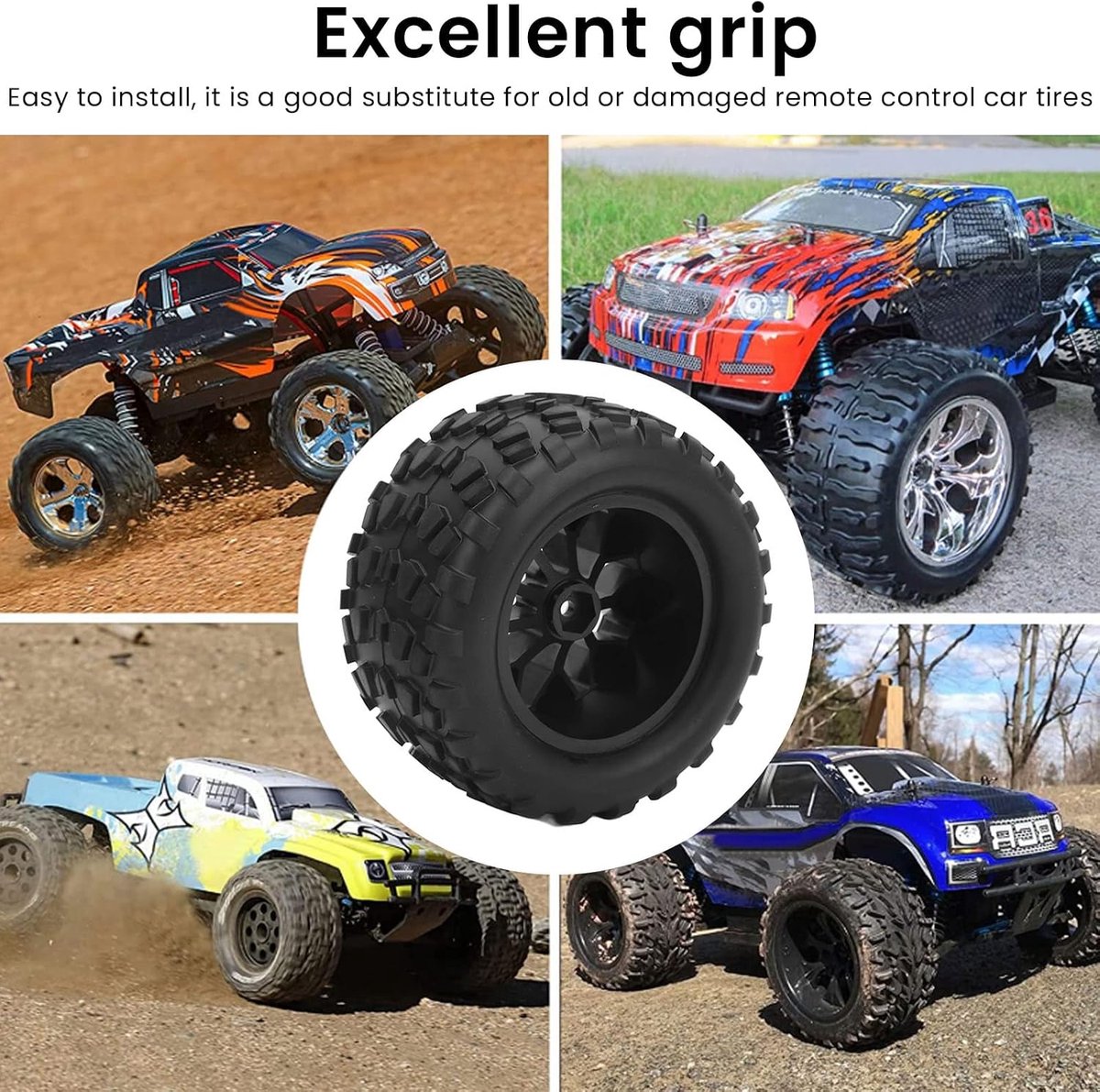 Autobanden, kunststof rubber RC banden zwart voor 1/10 RC vrachtwagen