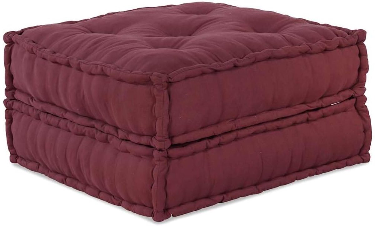 Vloerbank, kastanjebruin, 70 x 70 x 36 cm, stof, modulair sofa-element met zachte schuimvezelvulling, flexibel te combineren als vloerkussen of bijzetstoel