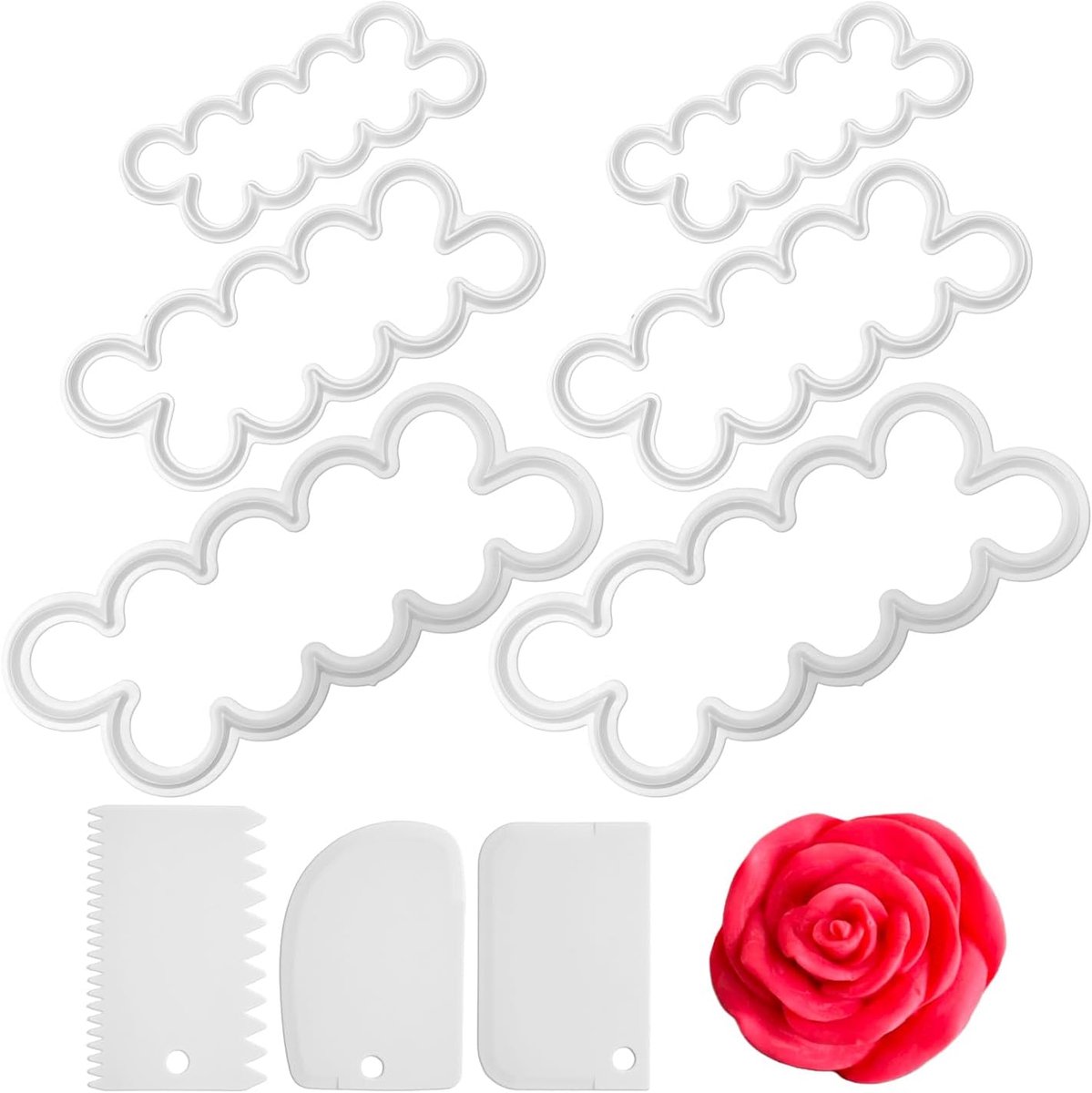 6 Stuks Rozenvorm En 3 Stuks Schraper, Cakevorm, Eenvoudige Roomschraper, Bakgereedschap, Keukenbenodigdheden.