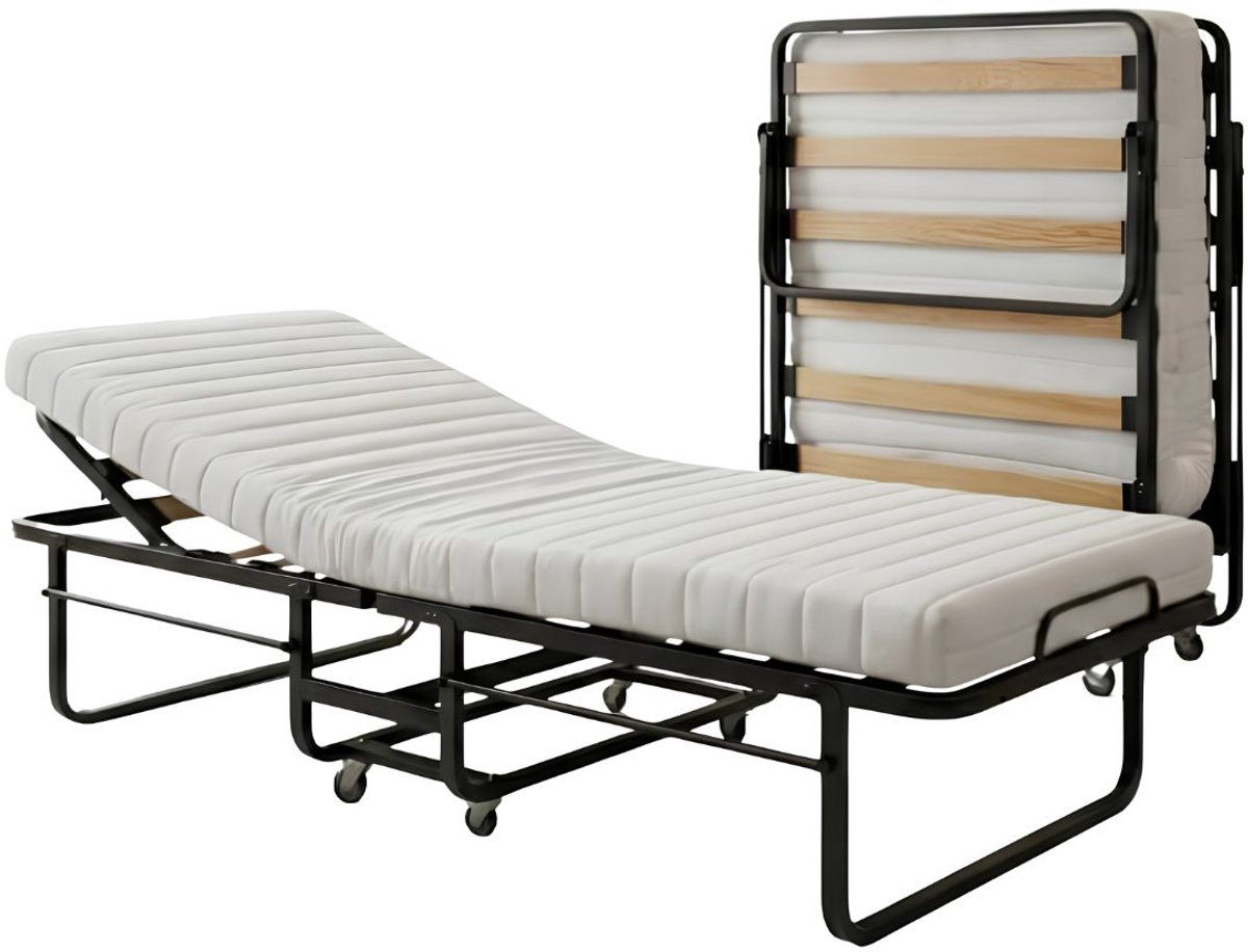 NIVA® Opklapbed - Opklapbed voor Logees – Vouwbed tot 150 kg, Ruimtebesparend - Zwart - 200cm x 90cm x 50cm