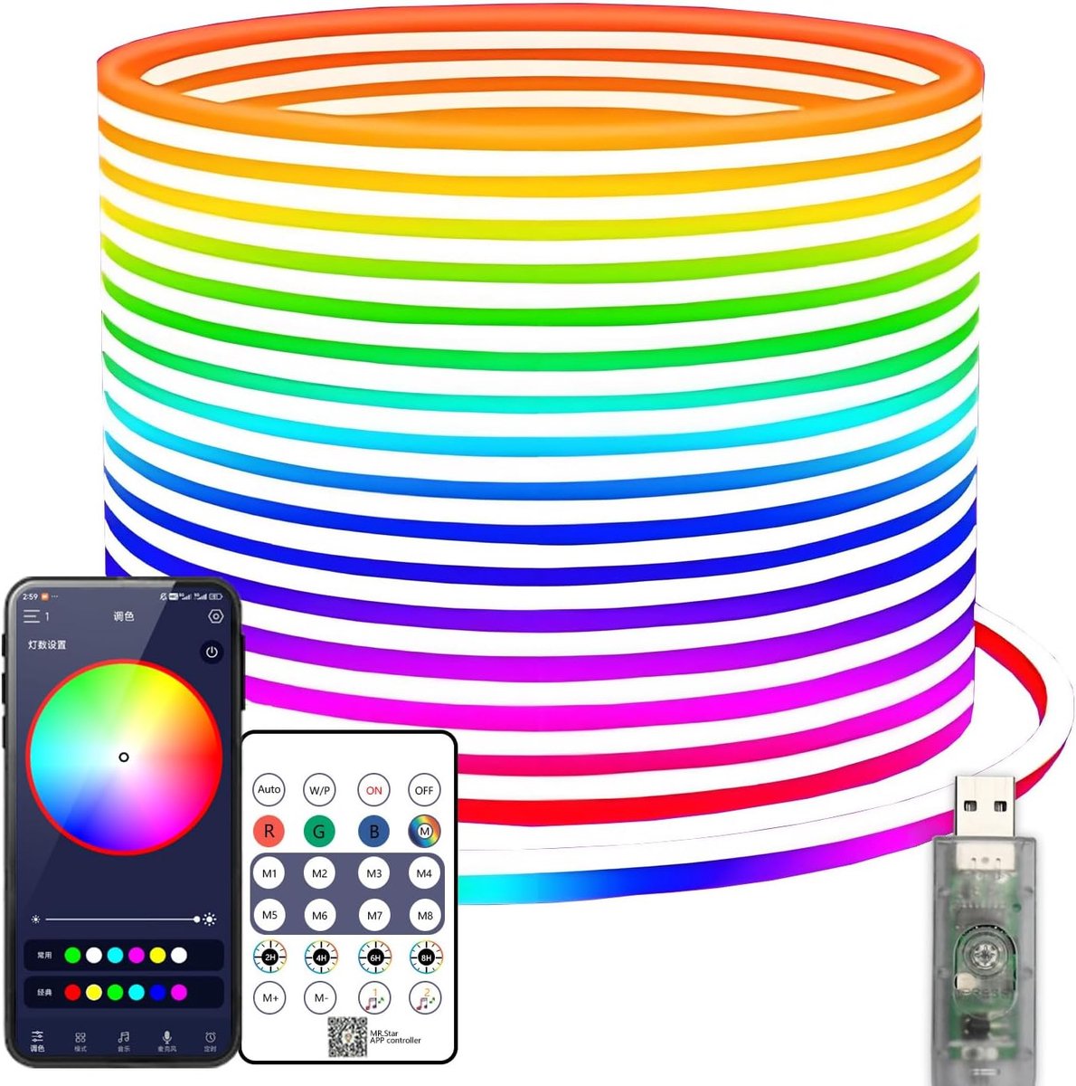LED Neon Strip Light 2m - RGBIC Waterdicht - Dynamische Kleuren en Effecten - Ideaal voor Decoratie - ShopVlot