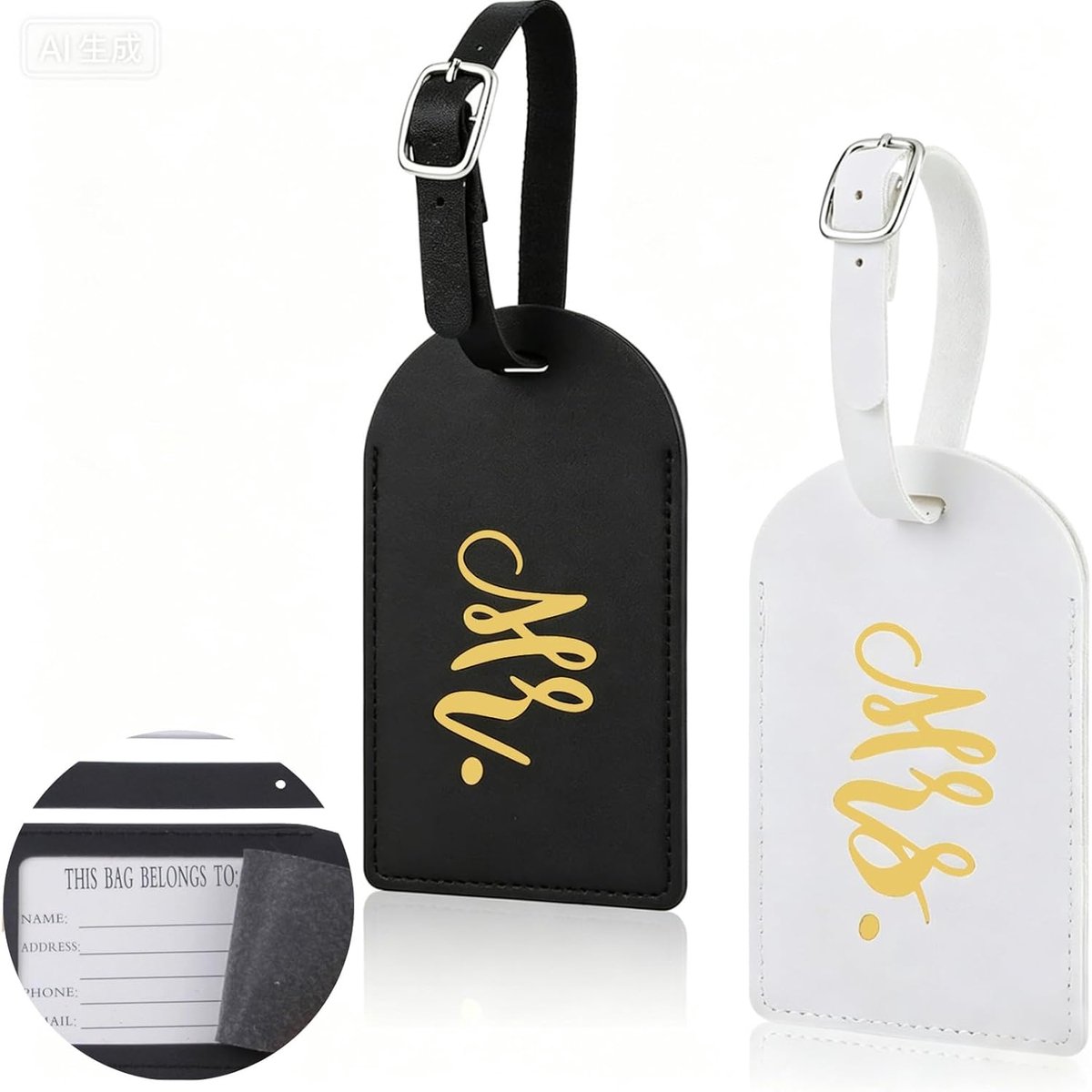 Bagagelabels set van 2 - PU-leer - Mr en Mrs - perfect voor huwelijksreis - ShopVlot