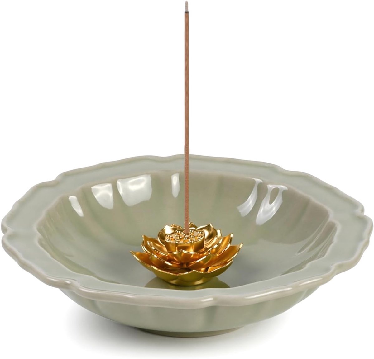 Wierookhouder keramisch - lotus-design - afneembaar - voor meditatie en ontspanning - ShopVlot