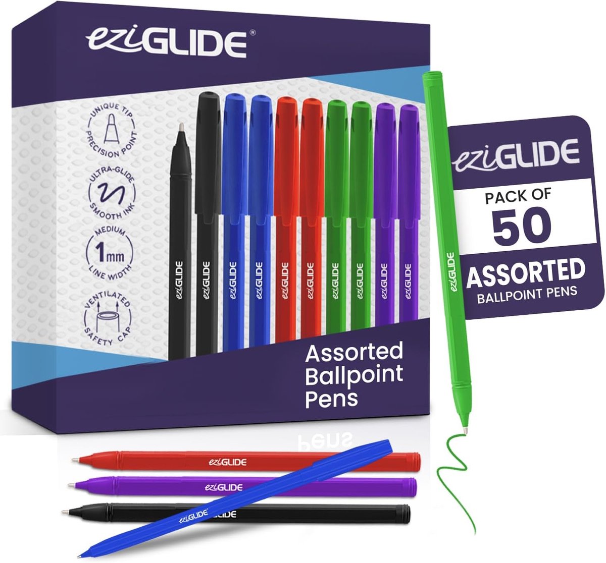 Balpen 1mm - 50 stuks - soepel schrijven - ideaal voor school - ShopVlot
