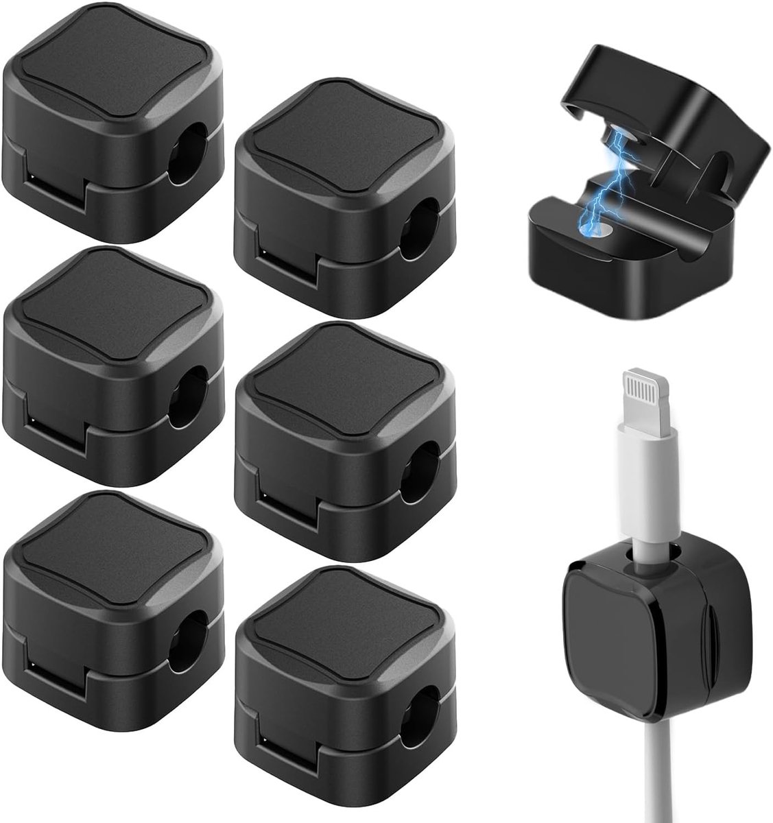 Kabelhouders clips 8 stuks - Magnetisch zelfklevend - Organizer voor bureau en nachtkastje - Houdt kabels op hun plaats - ShopVlot