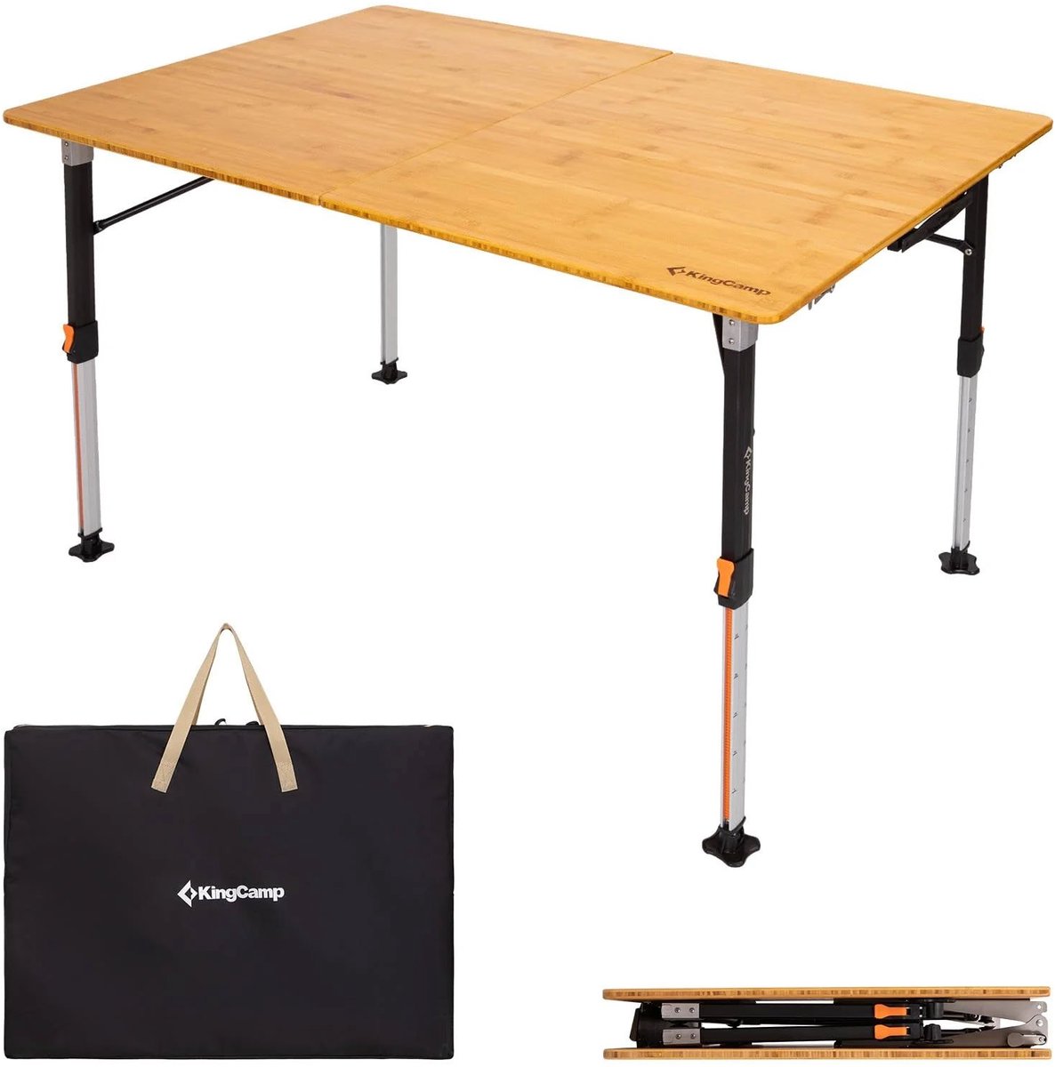 Bamboe kampeertafel Woboo XL Camping - Klaptafel Houten traploos verstelbaar