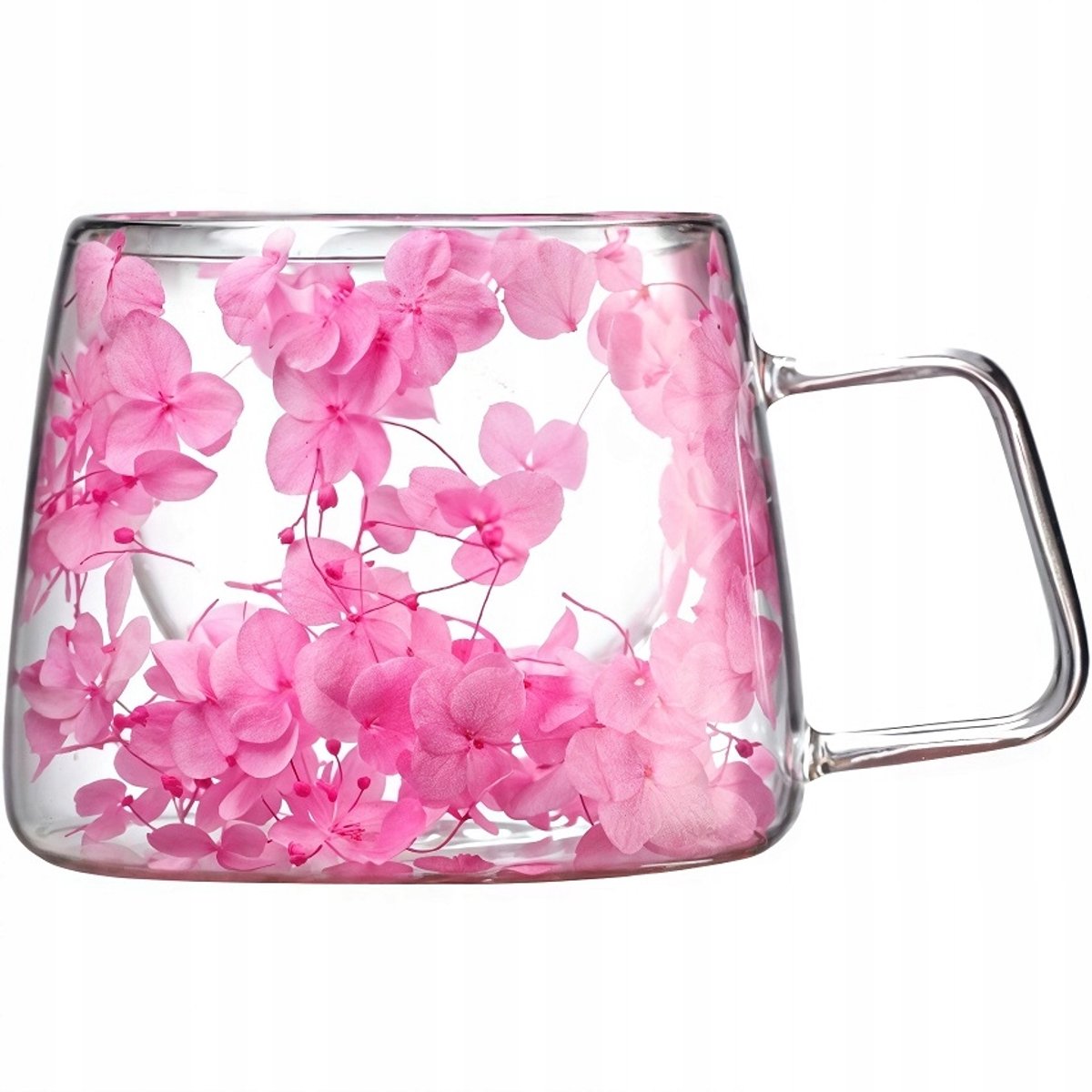 Glazen Mok met Dubbele Wand en Bloemendecoratie - 200ml