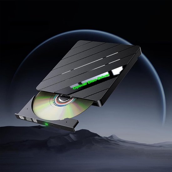 Externe CD/DVD Brander - Optische Drive Lezer Brander - Software Installeren - Geïntegreerde Cardreader Hub - 15.5 cm - Zwart — afbeelding 4