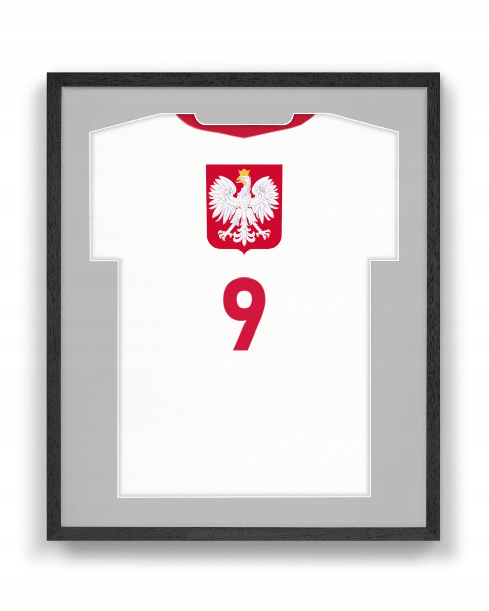 Houten Sportshirt Frame - Zwart met Wit Passe-partout
