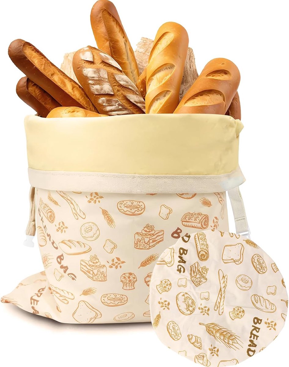 Bijenwas broodzakken 43 x 33 cm - herbruikbaar linnen - natuurlijke bijenwas - houdt brood vers - SnelShoppen