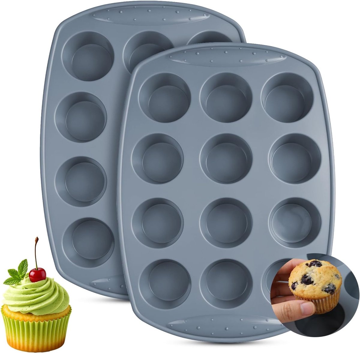 Siliconen taartvormen 2 stuks - flexibele bakvormen - anti-aanbaklaag - ideaal voor cupcakes - SnelShoppen