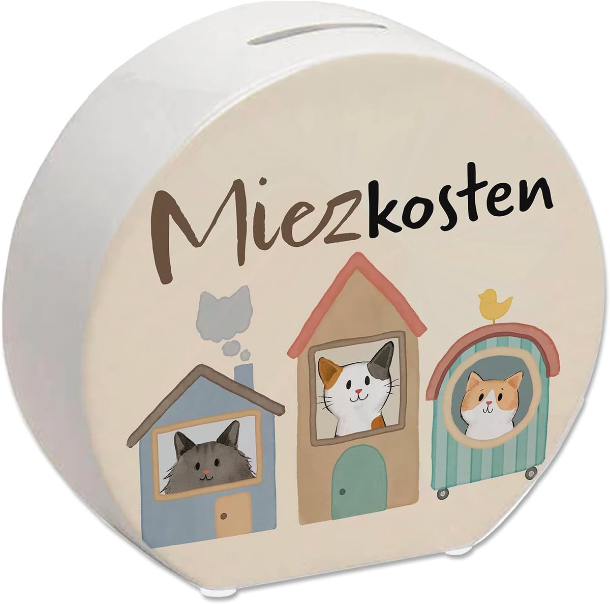 Spaarpot kat met Miezkosten - gelukkige kat ontwerp - ideaal voor kattenliefhebbers - sparen wordt leuker - SnelShoppen