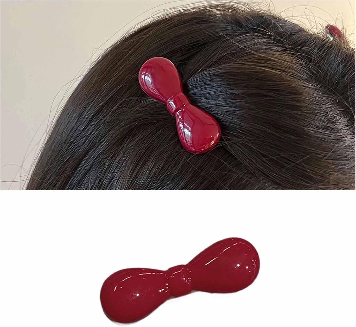 Haarspeld clip kleine strik - rode haarstrik - elastisch touw - houdt haar stevig vast - SnelShoppen