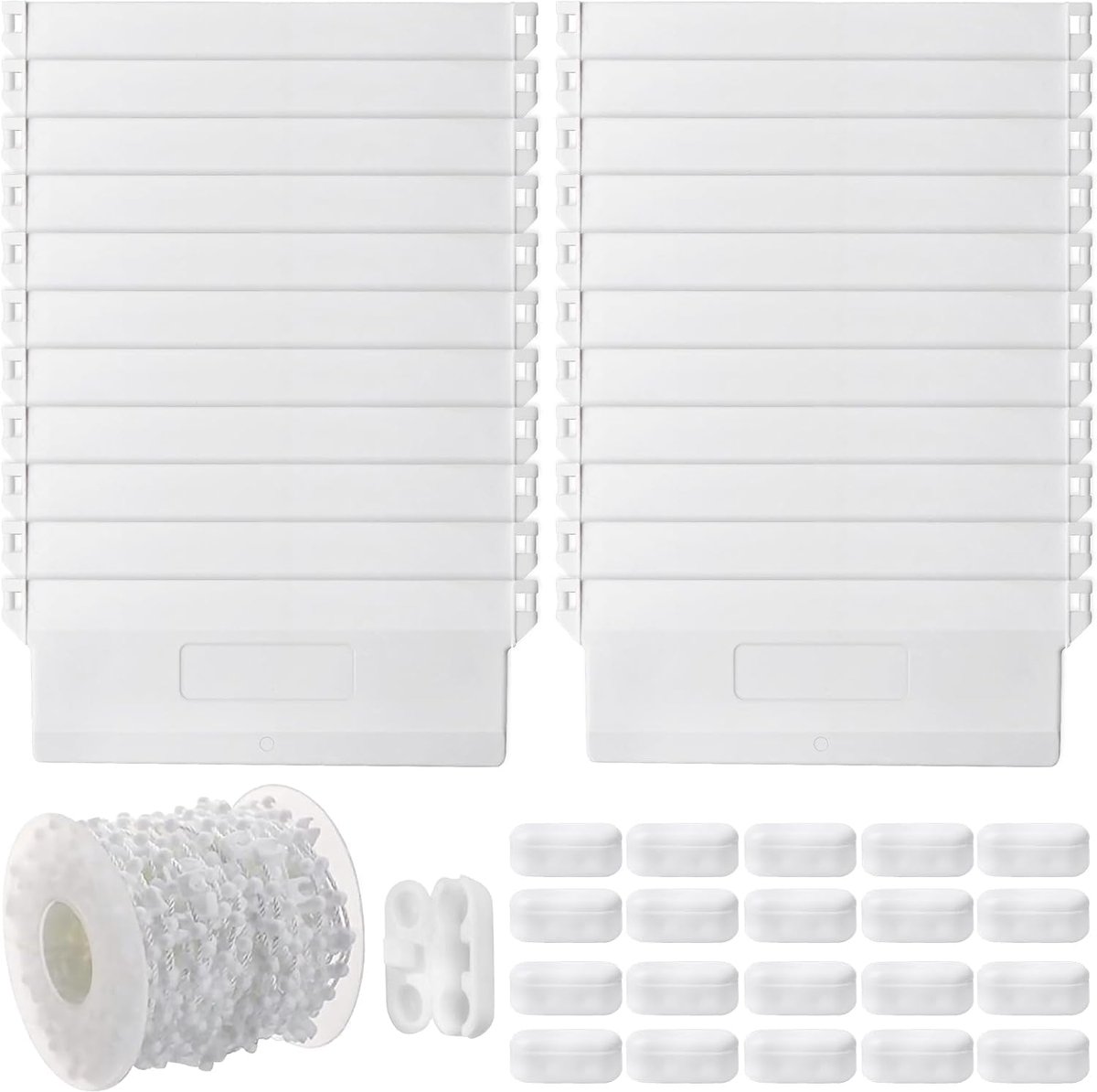 Allecto Plus - Lamellengordijn verzwaringsplaten set van 20 stuks 127 mm - met witte ketting van 10 meter - Accessoires voor lamellengordijnen - Verticale jaloezieën gewichten & reserveonderdelen - Inclusief 20 kettingverbinders