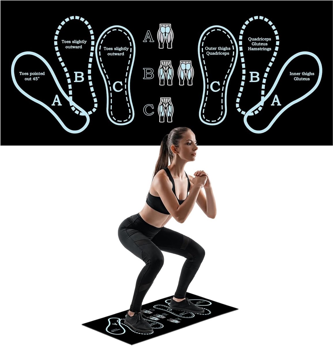 Antislip squatmat - schokabsorberend materiaal - voetsteunen - verbeter stabiliteit tijdens workouts - SnelShoppen