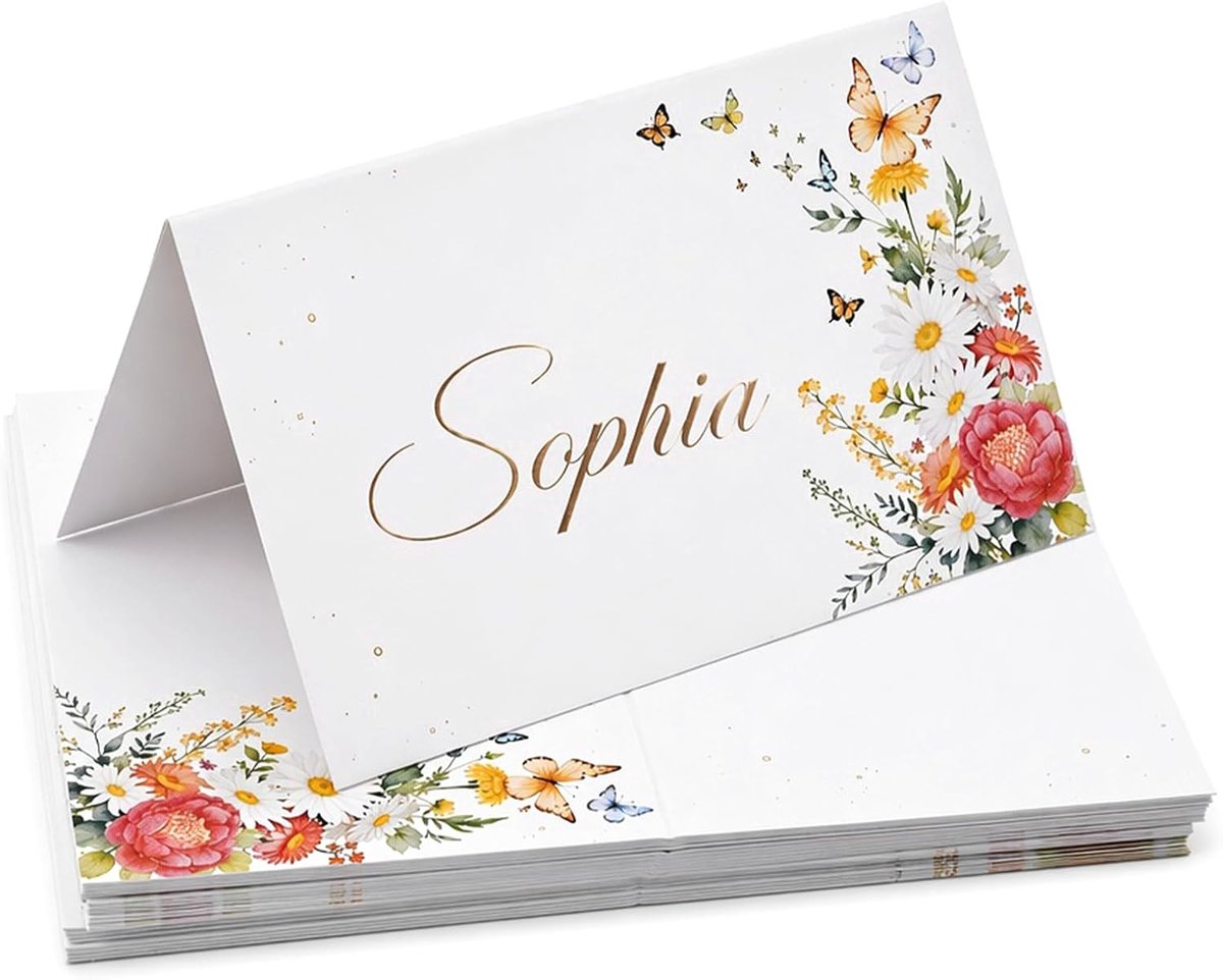 Tafelkaarten bruiloft 25 stuks - opvouwbaar - madeliefjes ontwerp - sfeervolle tafeldecoratie - SnelShoppen