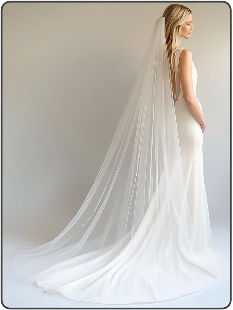 Bridal Veil 300 cm - 2 Lagen Tulle - Kathedraal Bruidsluier - Elegante Accessoire voor Bruid - SnelShoppen