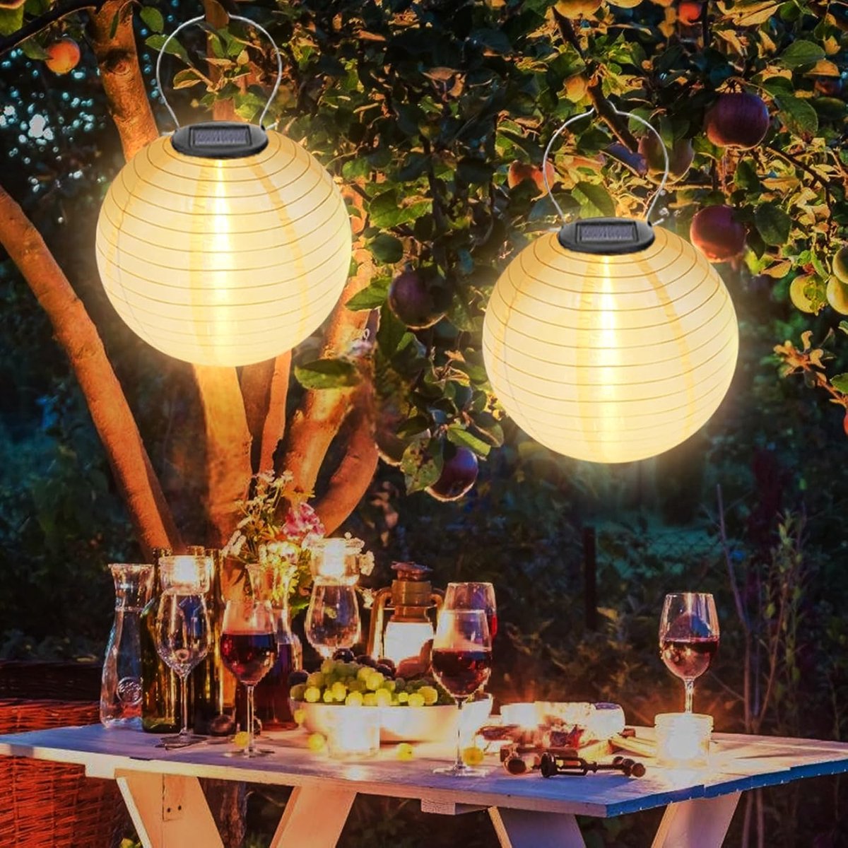 Solar lantaarns 30 cm - LED buitenlantaarns - lichtsensor - sfeervolle verlichting voor tuin - SnelShoppen