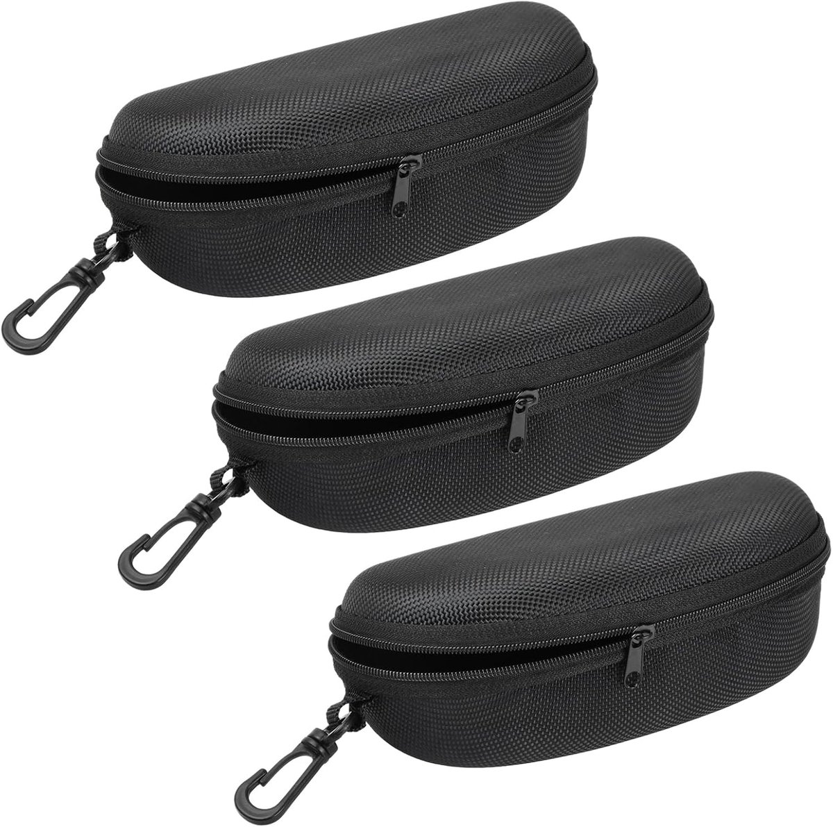 Zonnebril etui 3 stuks - Zwart semi-rigide - Met rits - Bescherming voor zonnebrillen - SnelShoppen