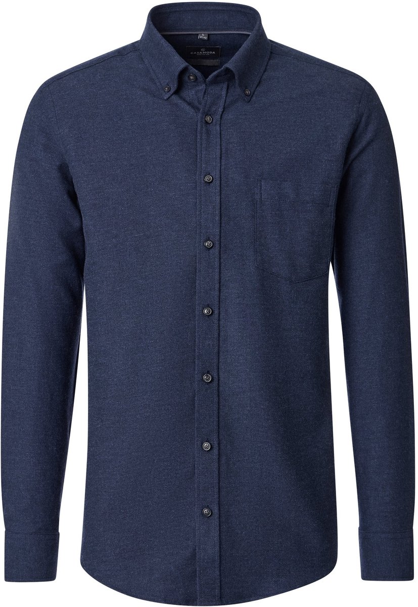 CASA MODA Sport casual fit overhemd - structuur - donkerblauw
