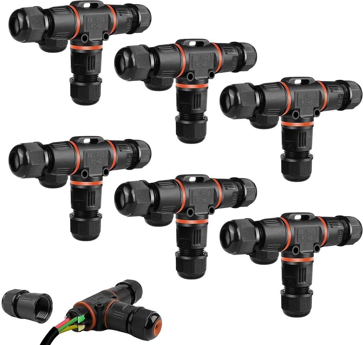 Cable connectors 3-polig - T-vormige verdeeldoos - waterdicht IP68 - veilig gebruik in extreme weersomstandigheden - SnelShoppen