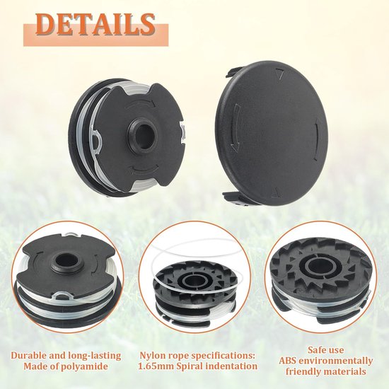 4 stuks Reservedraadspoel geschikt voor LIDL Parkside grastrimmer PRT 550 A1, A3 PRT300 A1 PRTA 20-Li A1, B1 B2 C3 reservespoel - onkruidborstel - grastrimmer draad - bosmaaier draad - (3 reservespoelen voor trimmer + 1 spoeldeksel) — afbeelding 2