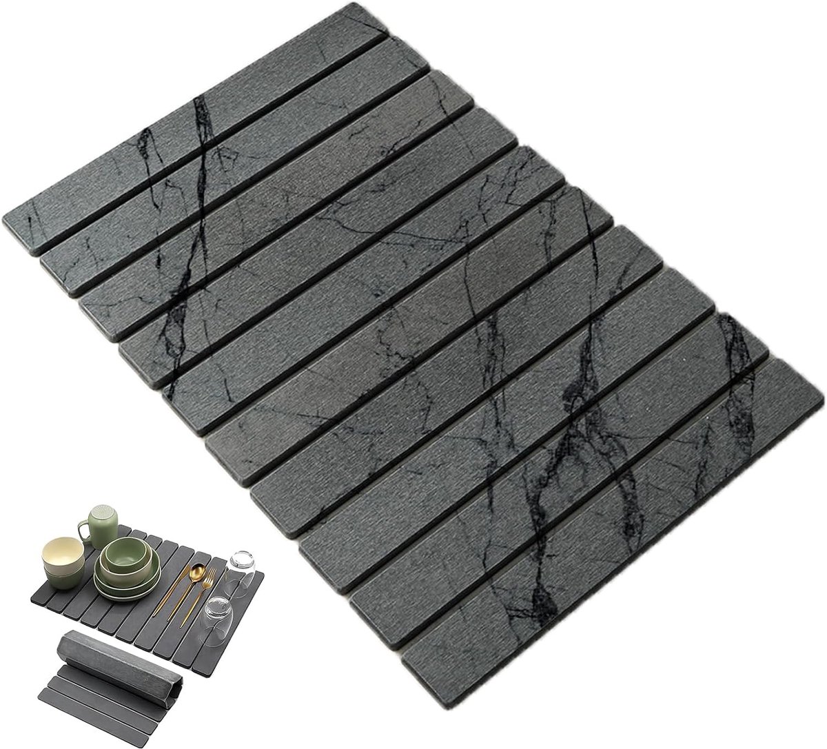 Afdruipmat 40 x 30 cm - sneldrogend marmer - superabsorberend - verbetert hygiëne in de keuken - SnelShoppen