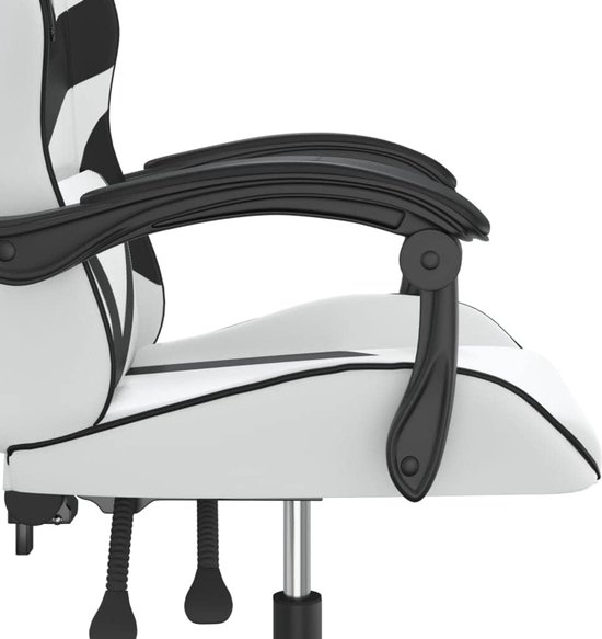 Gaming Stoel - Race Stoel - Comfortabel Spelen - Luxe Kunstleer - Inclusief Kussens - Wit Zwart — afbeelding 3