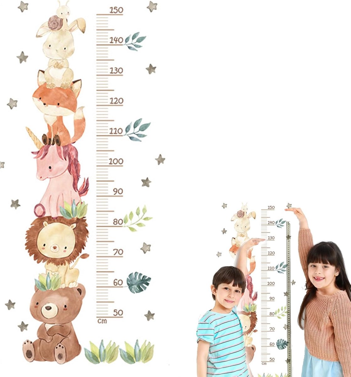 Meetlat voor kinderen 50-150 cm - wandsticker PVC - groei diagram met bosdieren - decoratie voor kinderkamer - SnelShoppen