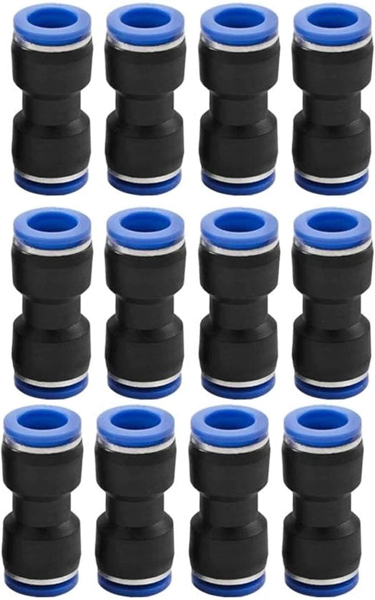 Pneumatische connector 8mm - 12 stuks - kunststof - 360° draaibaar - eenvoudig te bevestigen - SnelShoppen