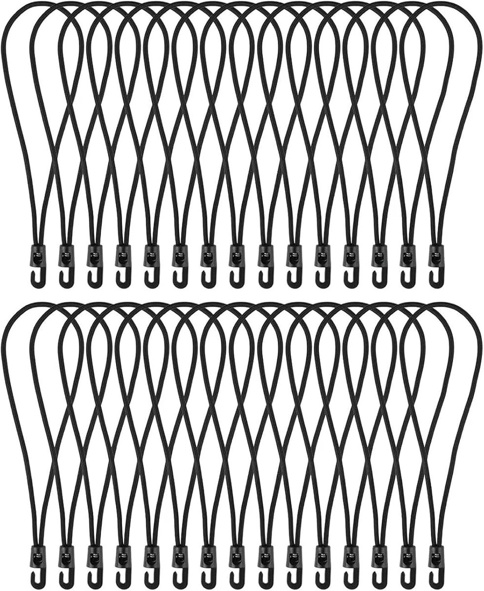 Tension Rubber met haken - 25 cm - zwart rubber - zware kwaliteit voor zeilen en tenten - SnelShoppen