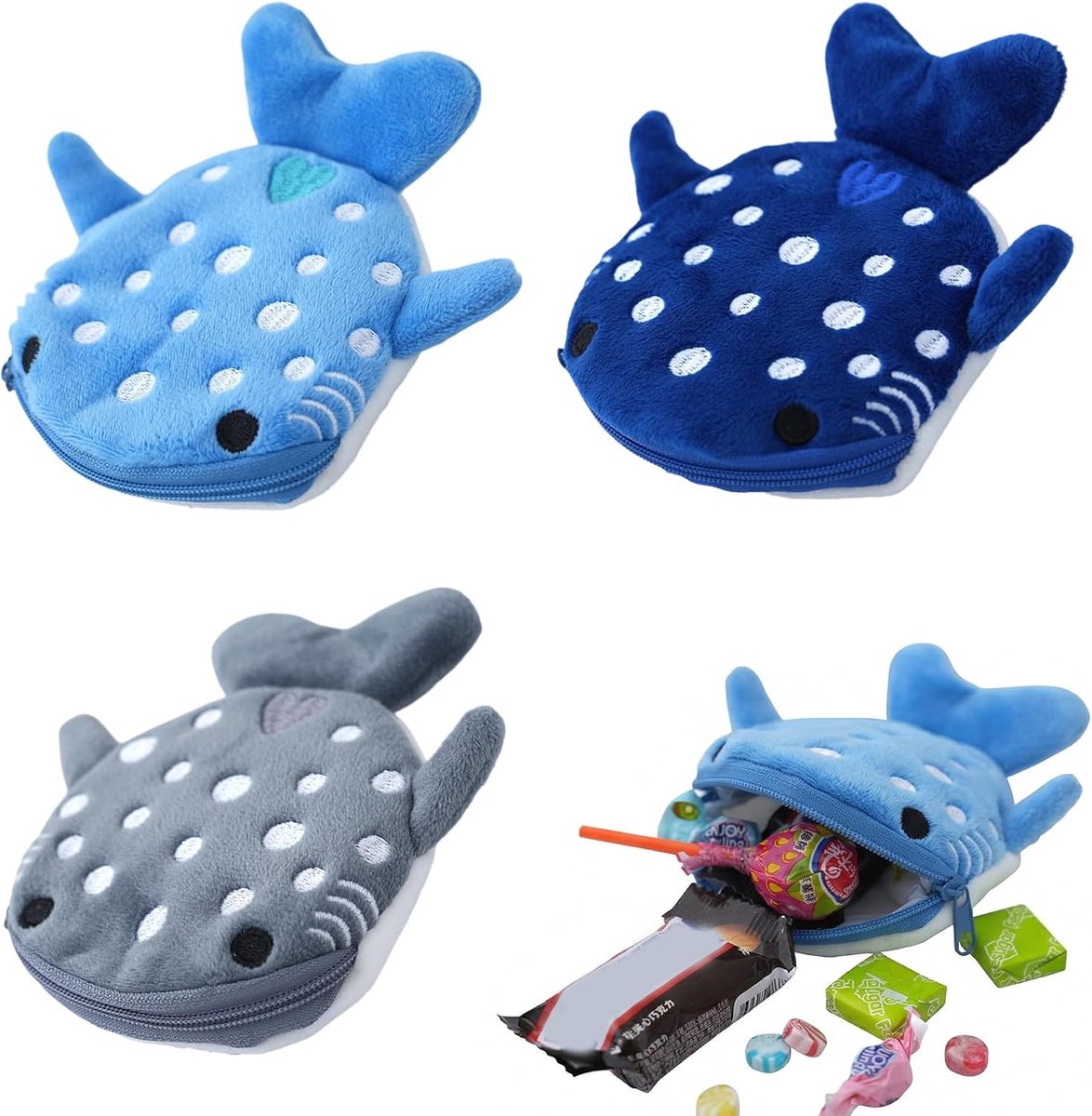 Shark portemonnee set - 3-delig - Kawaii pluche - Ideaal voor kindertjes - SnelShoppen